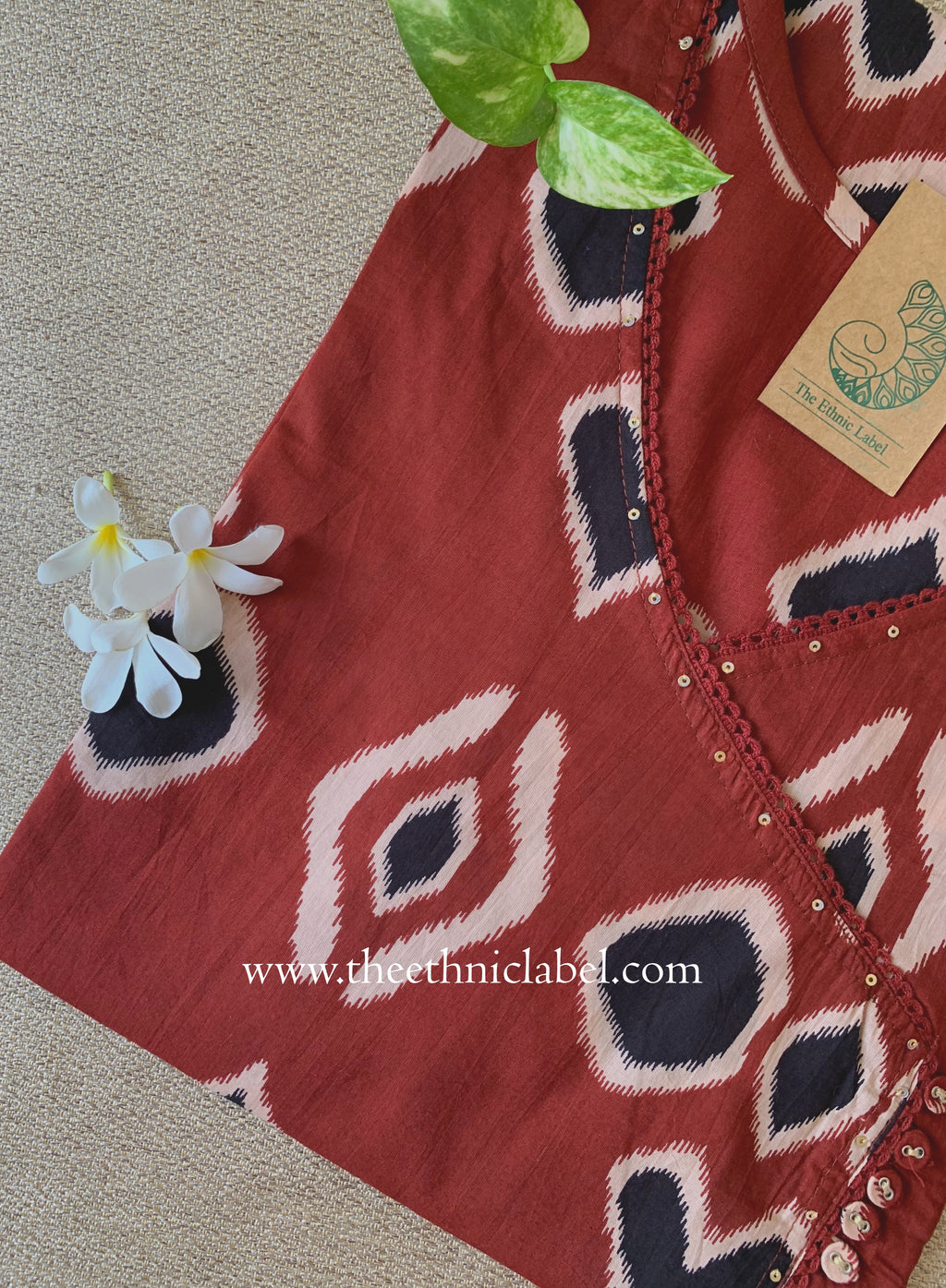 "Falak" Maroon Cotton kurta - Big Size