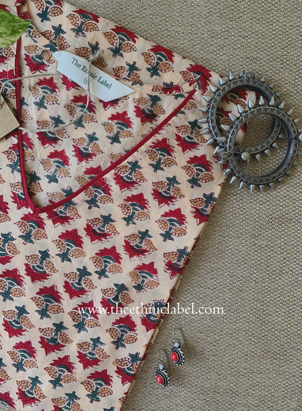 "Kaner" Hand Block Printed Beige Cotton kurta