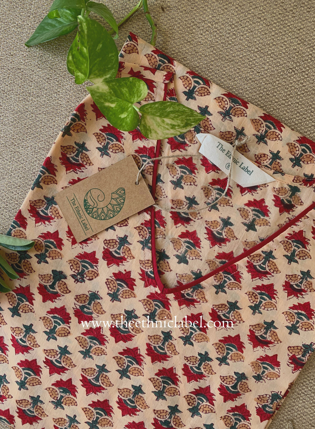 "Kaner" Hand Block Printed Beige Cotton kurta