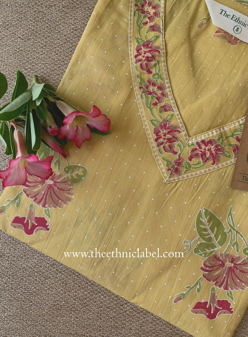 "Vinita" Printed Yellow Cotton kurta