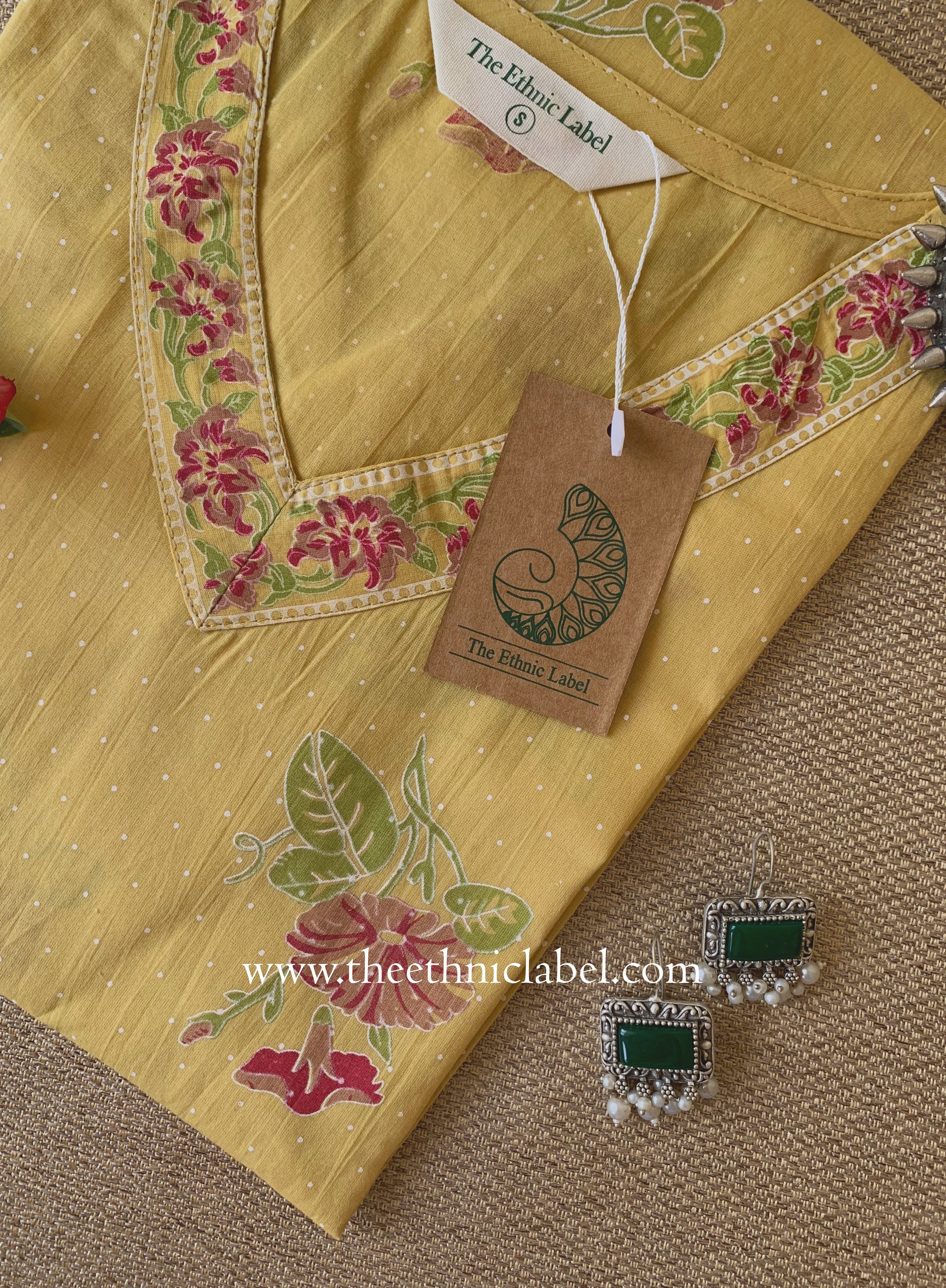 "Vinita" Printed Yellow Cotton kurta