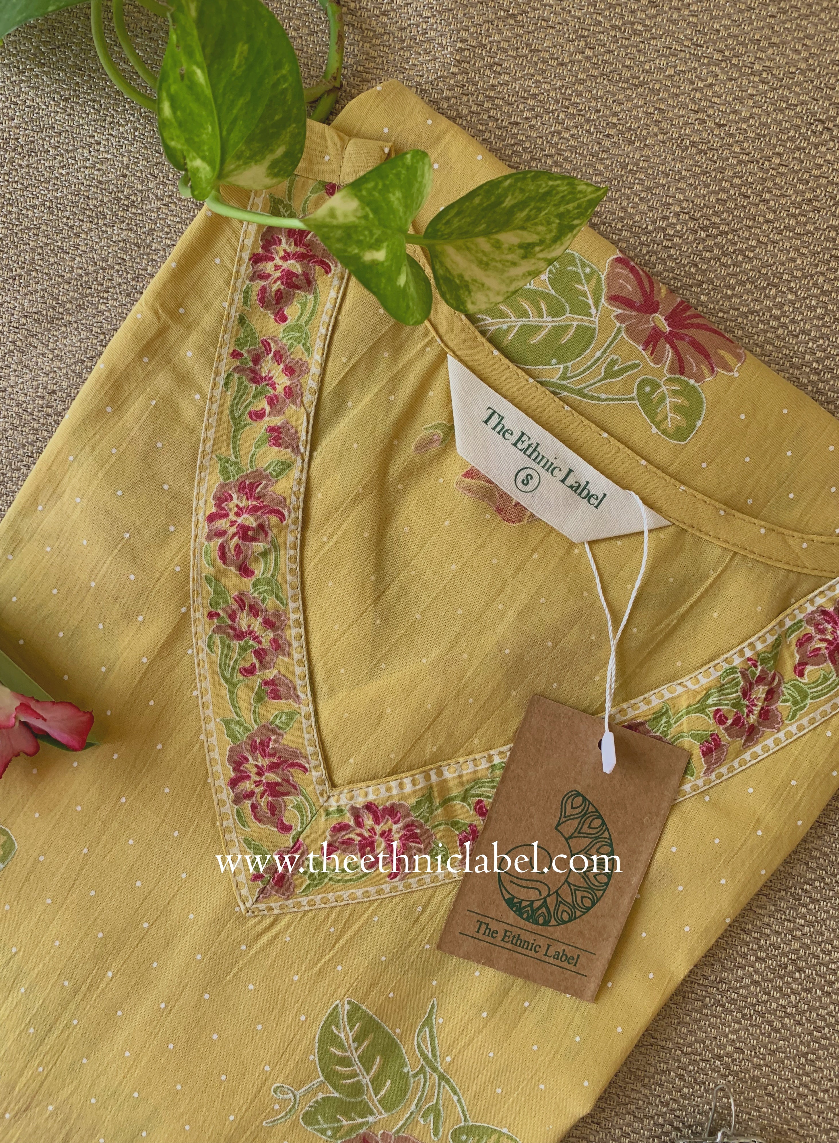 "Vinita" Printed Yellow Cotton kurta