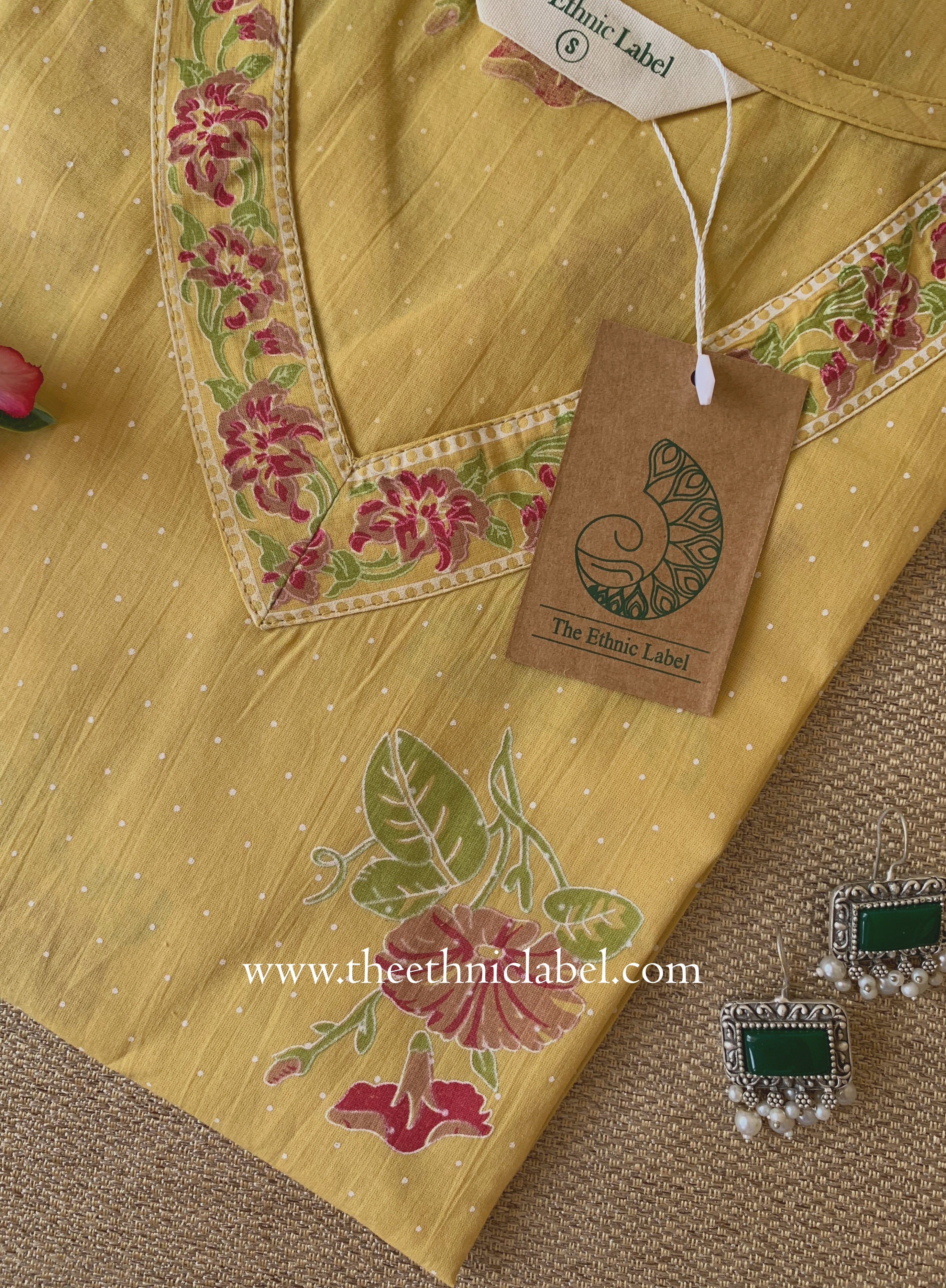 "Vinita" Printed Yellow Cotton kurta