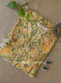 "Chamak" Yellow Block Printed Cotton kurta - Big Size