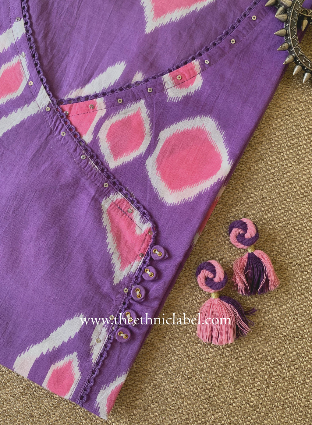 "Tarana" Purple Cotton kurta - Big Size