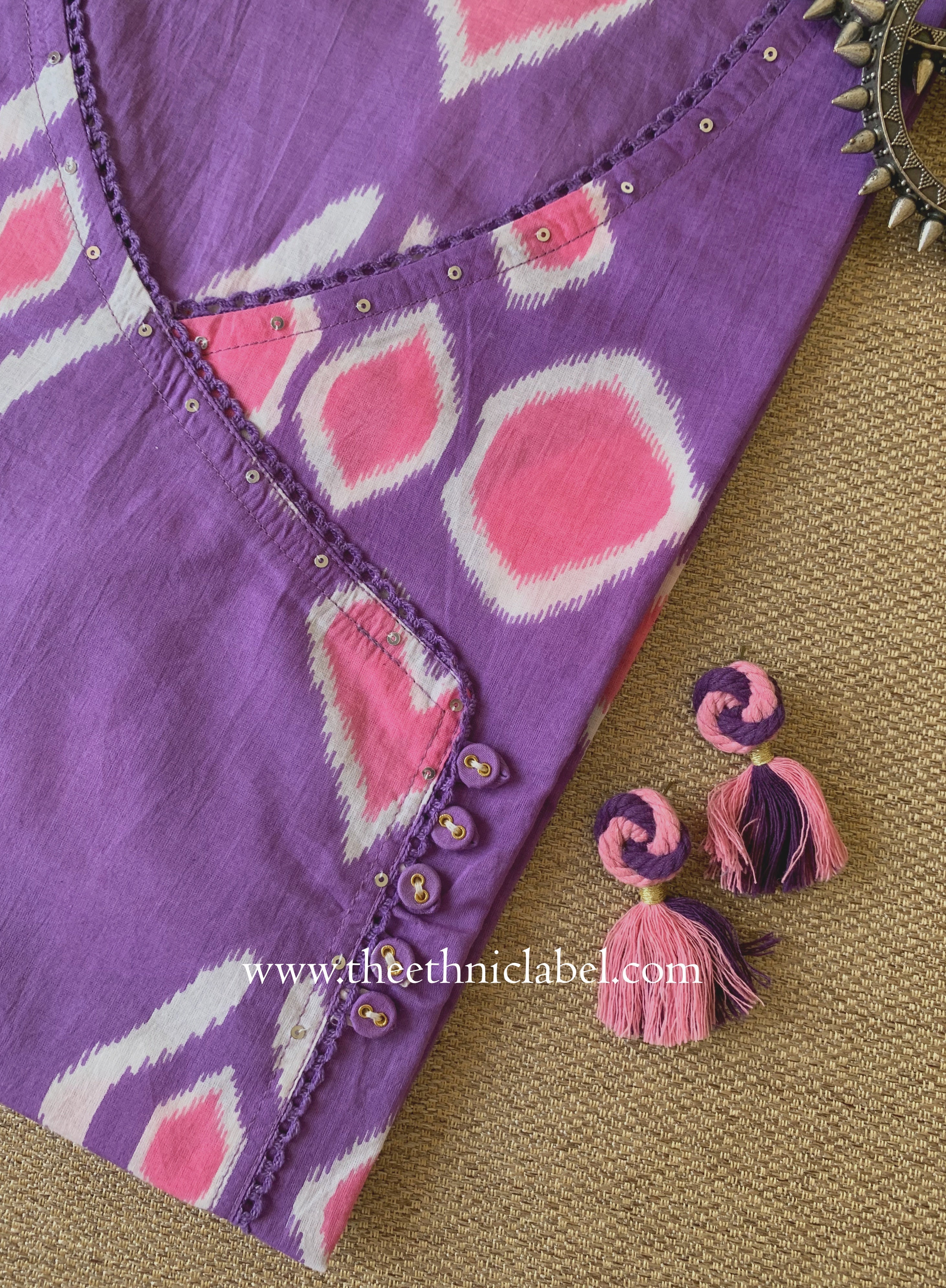 "Tarana" Purple Cotton kurta - Big Size