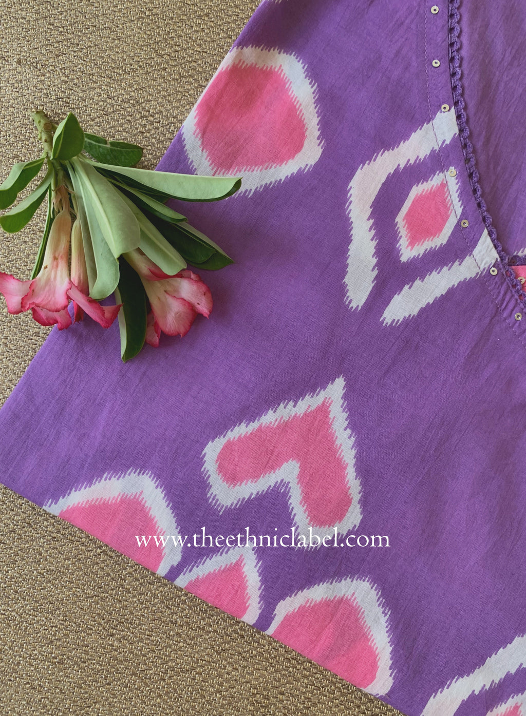 "Tarana" Purple Cotton kurta - Big Size
