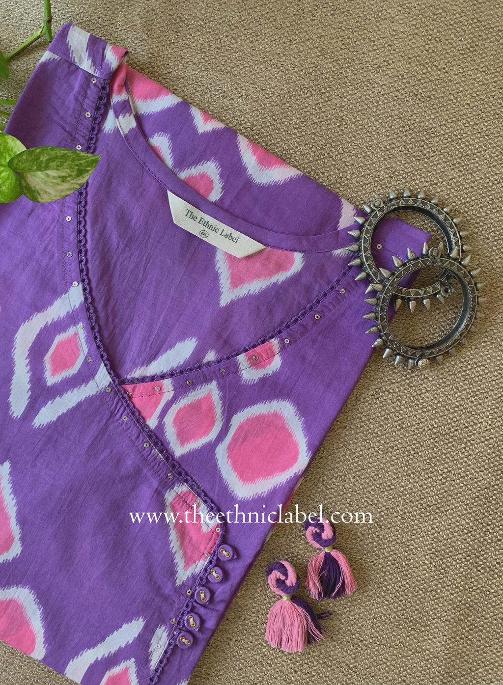 "Tarana" Purple Cotton kurta - Big Size