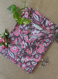 "Phool" Grey Block Printed Cotton kurta - Big Size