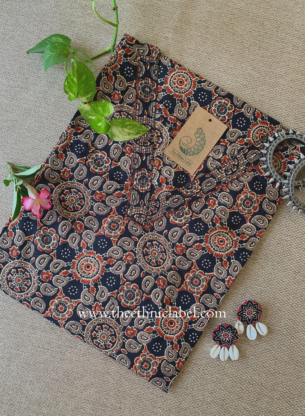 "Sulbha" Black Cotton kurta - Big Size