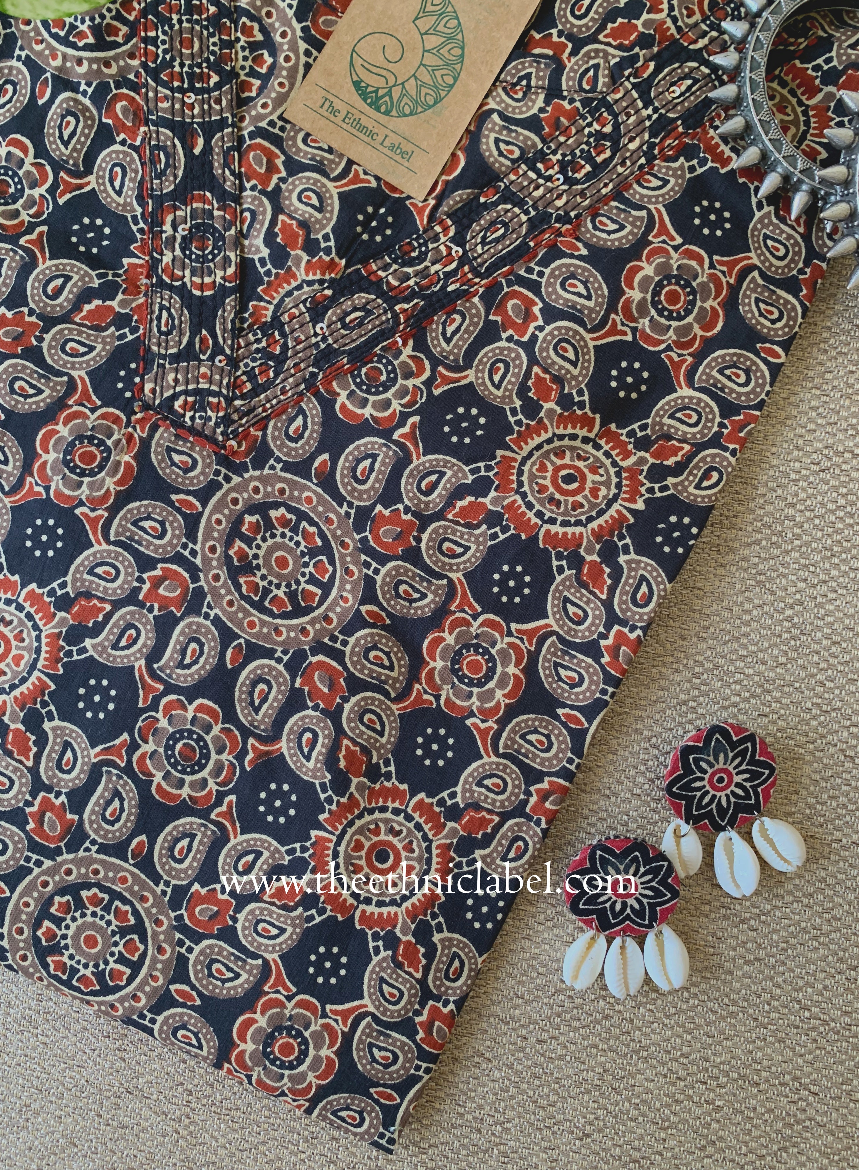 "Sulbha" Black Cotton kurta - Big Size
