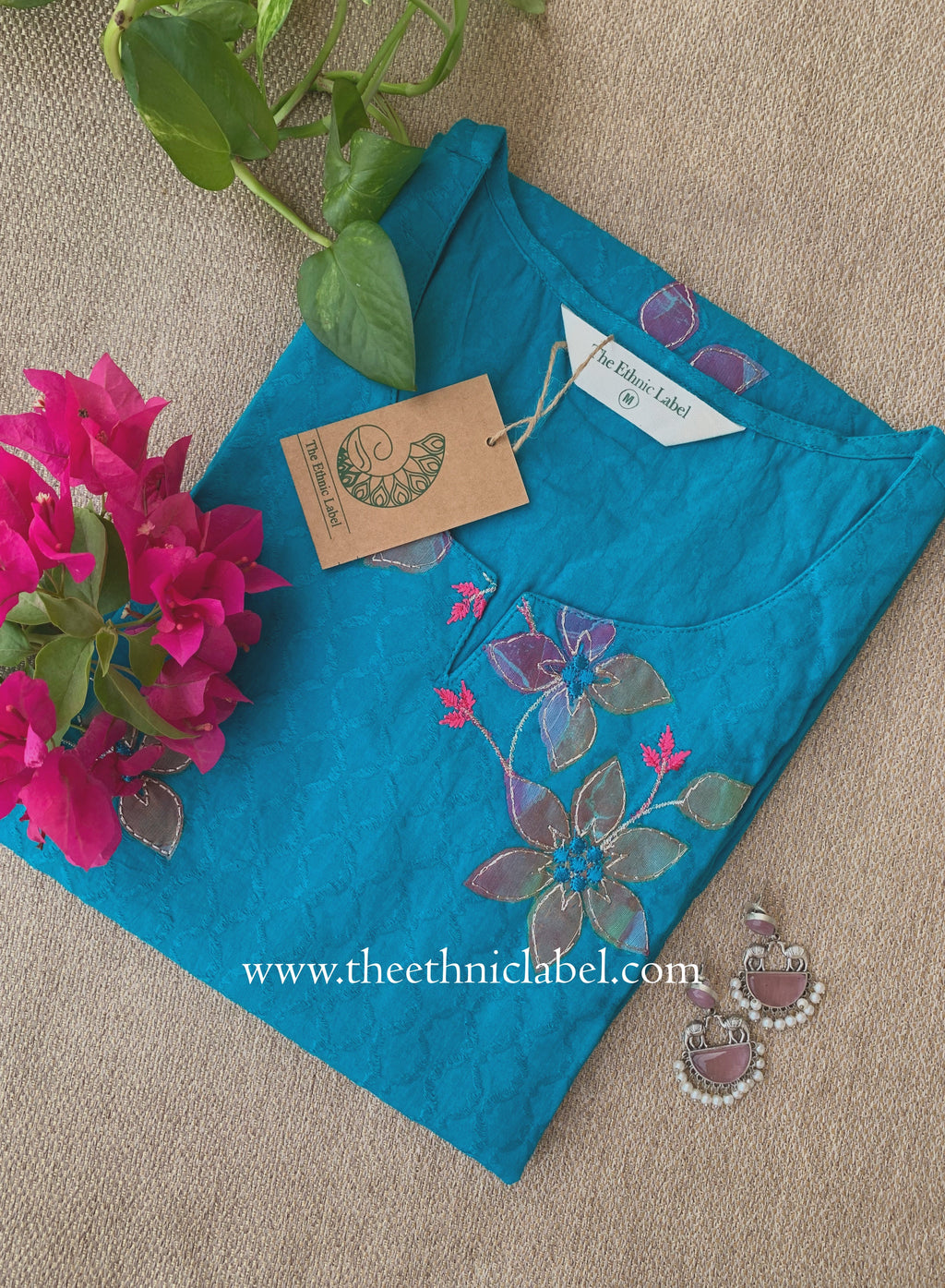 "Firozi" Patch Work Cotton kurta