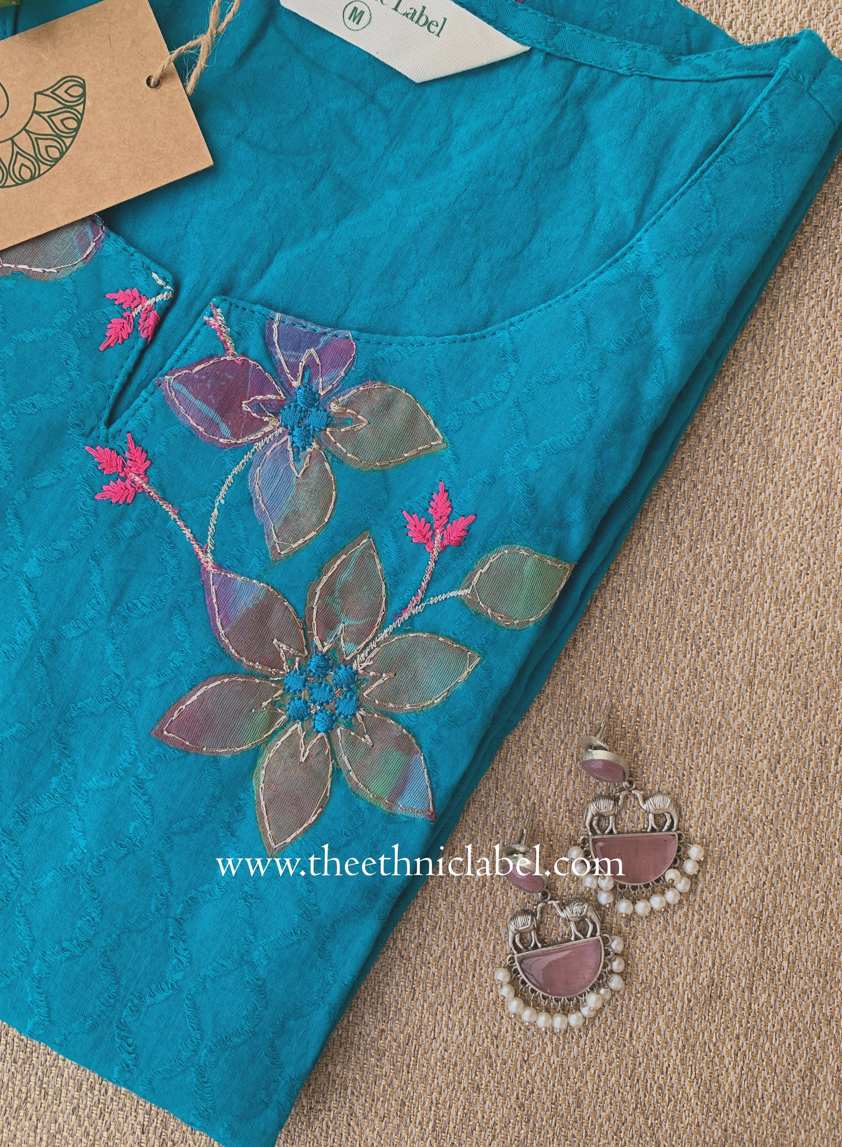 "Firozi" Patch Work Cotton kurta