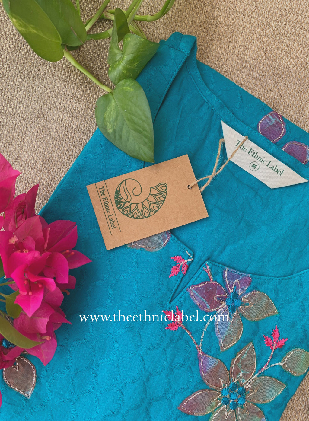 "Firozi" Patch Work Cotton kurta