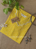 "Saransh" Scalloped Printed Yellow Cotton kurta