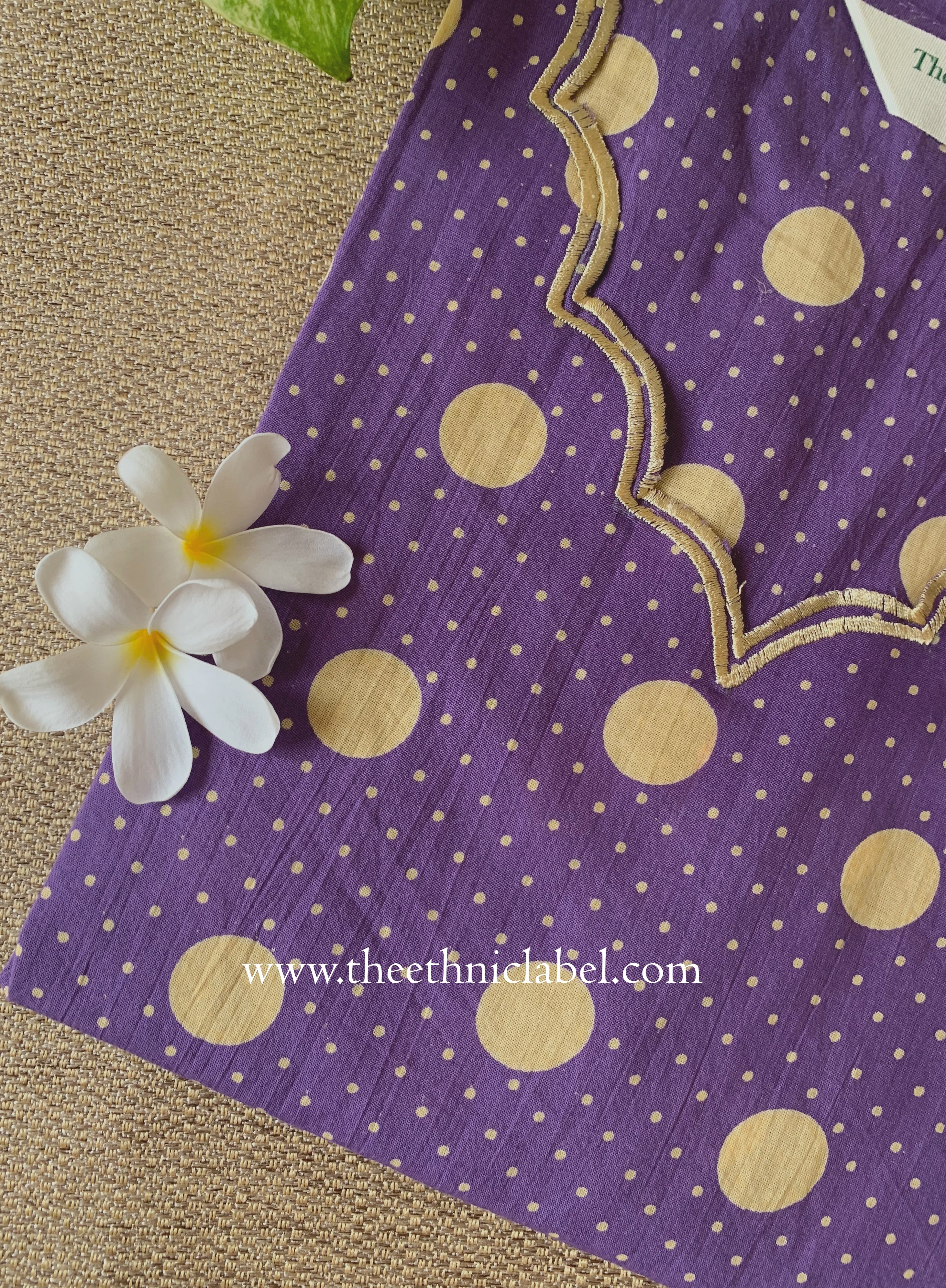 "Mitra" Scalloped Printed Purple Cotton kurta
