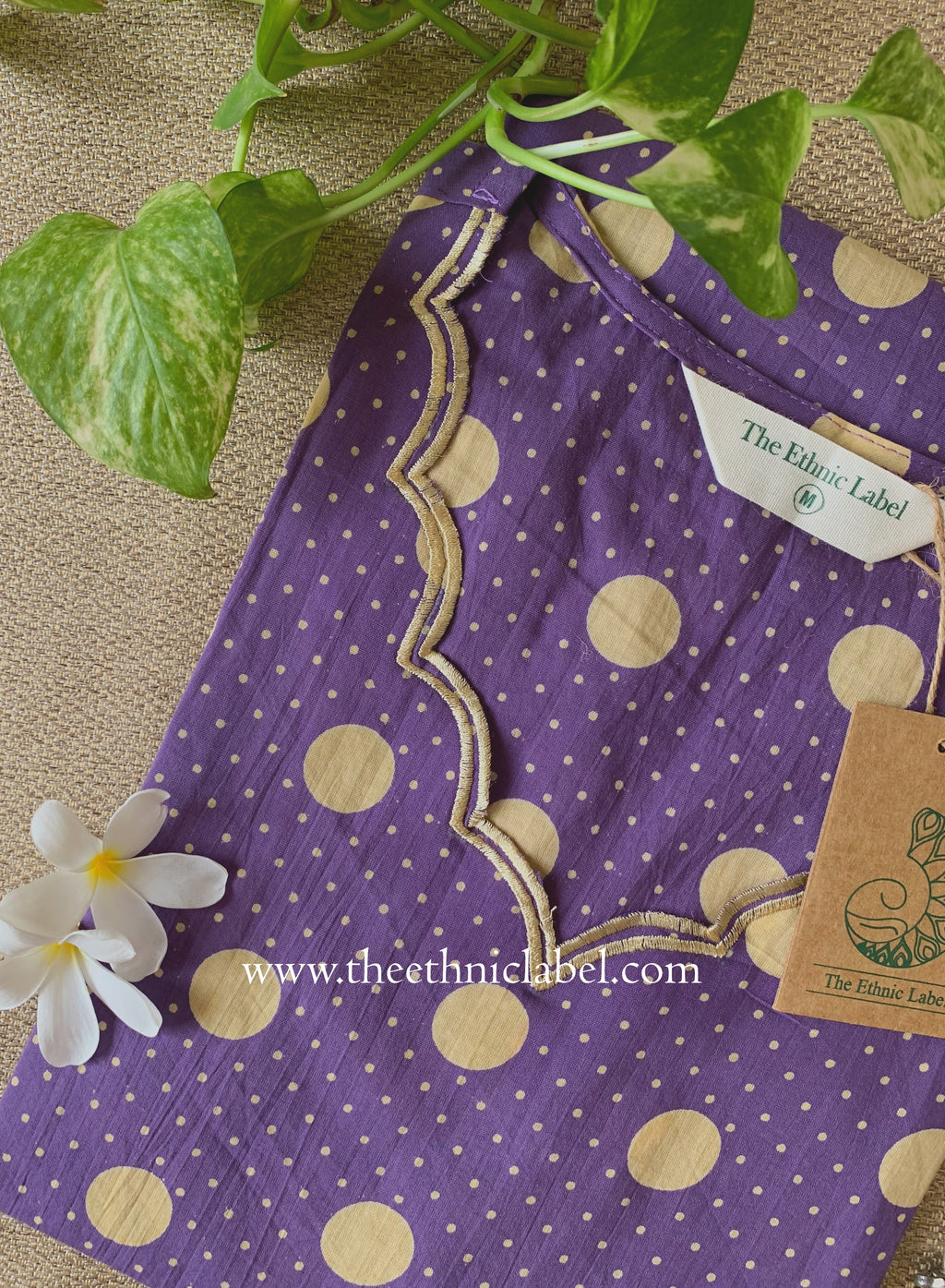 "Mitra" Scalloped Printed Purple Cotton kurta