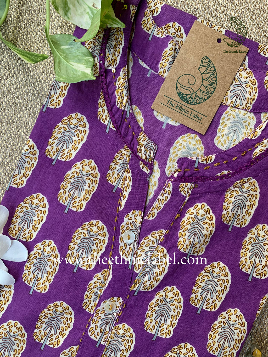 "Devika" Boora Laced Cotton Kurta