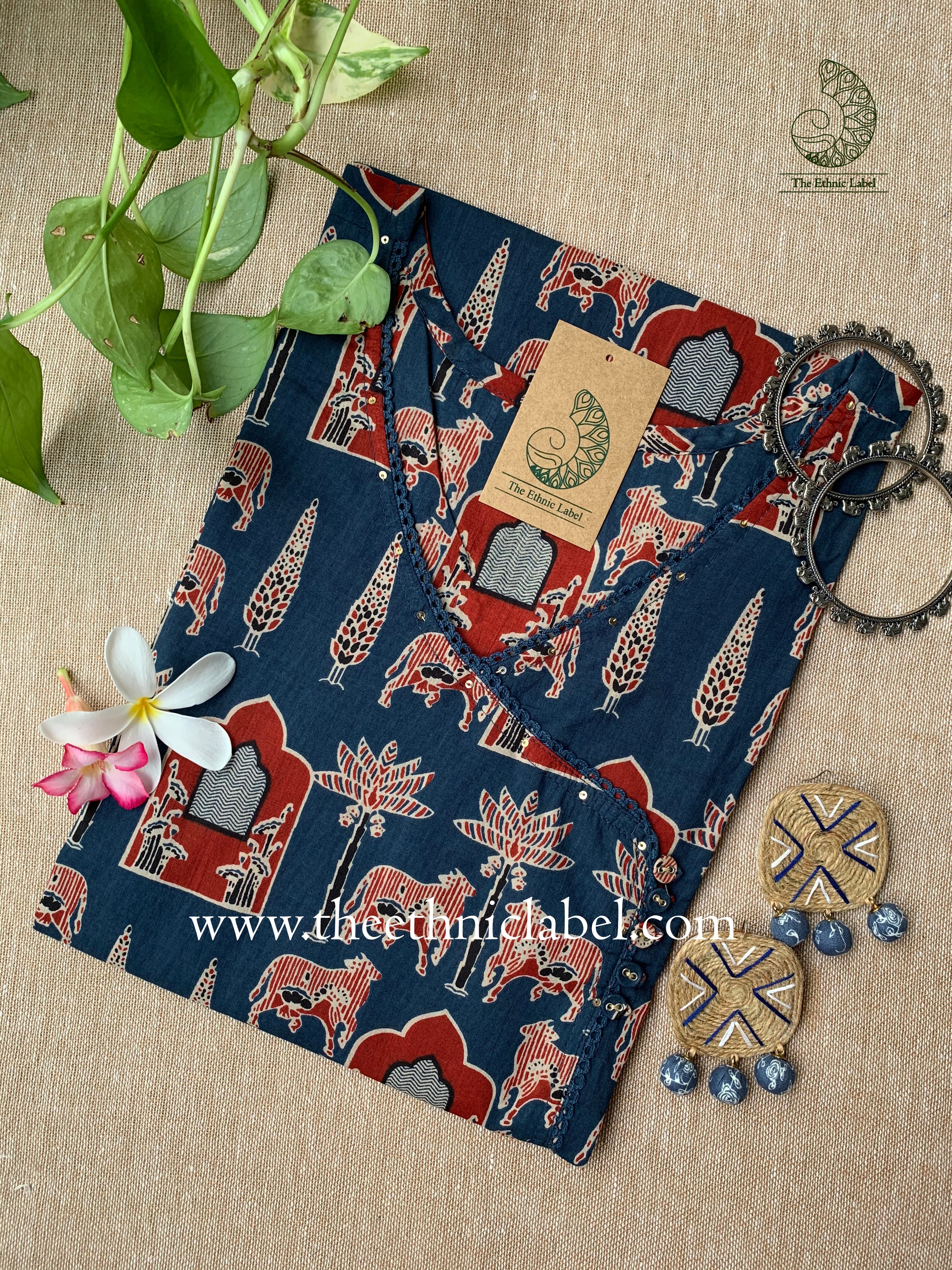 "Shaamil" Jhanrokha Angrakha Cotton Kurta- Big size
