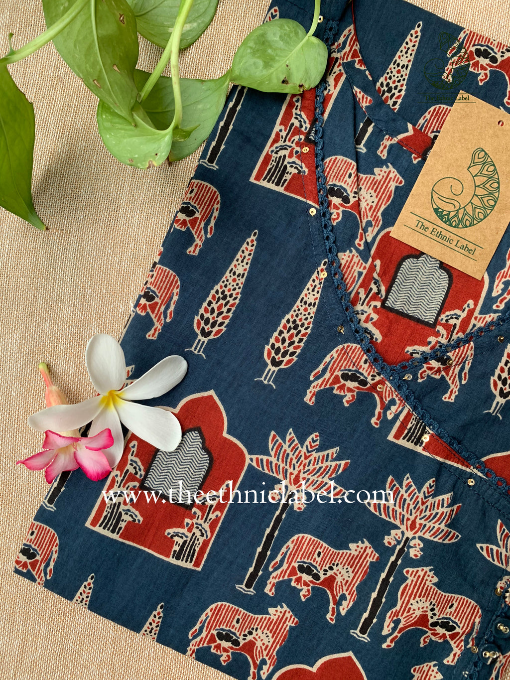 "Shaamil" Jhanrokha Angrakha Cotton Kurta- Big size